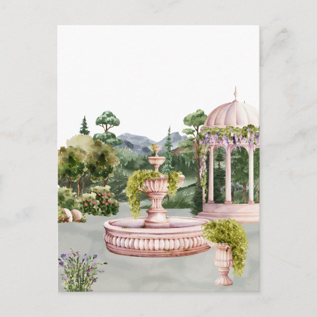 Watercolor aesthetic green garden elegant postcard (Front)