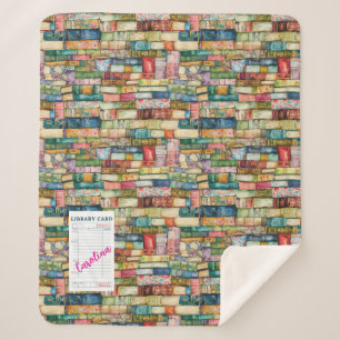 Watercolor Aesthetic Stacked Books Sherpa Blanket