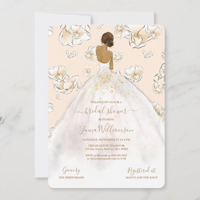 Watercolor African American Bride Bridal Shower Invitation (Front)