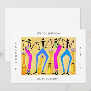 Watercolor African Art, Awesome Party Birthday Card