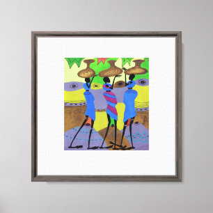 Watercolor, African Art, Return from the River Canvas Print