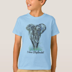 Watercolor African Elephant Animal Nature Art T-Shirt