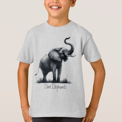 Watercolor African Elephant Animal Nature Art T_Shirt