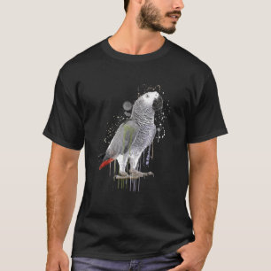 Watercolor African Gray Parrot Bird Nature Wings F T-Shirt