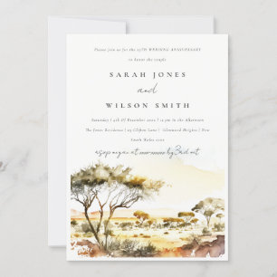 Watercolor African Landscape Wedding Anniversary Invitation