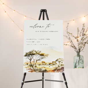 Watercolor African Landscape Wedding Welcome Foam Board