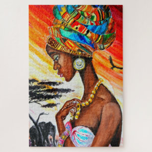 Watercolor - African Princess - Beautiful Woman - Jigsaw Puzzle