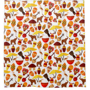 Watercolor African Tribal Animal Wildlife Pattern  Shower Curtain