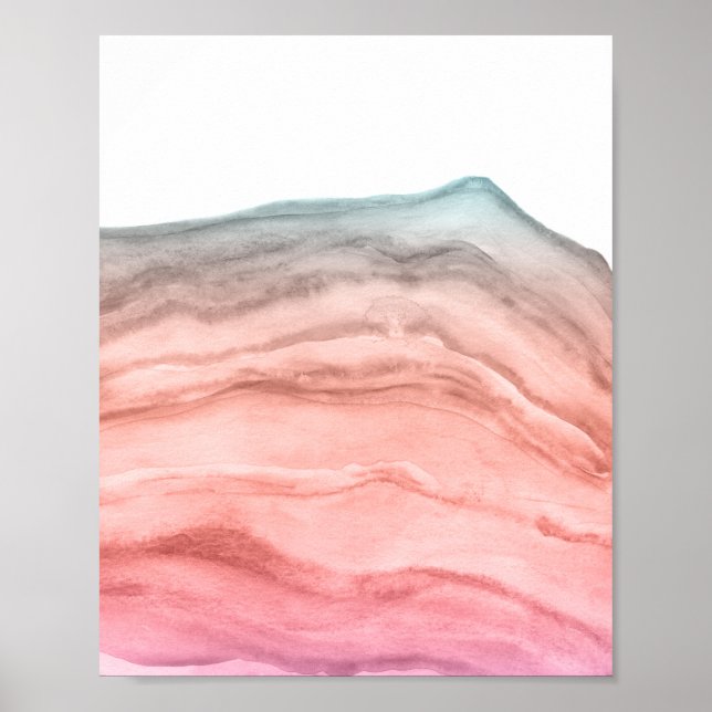 Watercolor Agate Art in Southwest Colors Poster (Front)