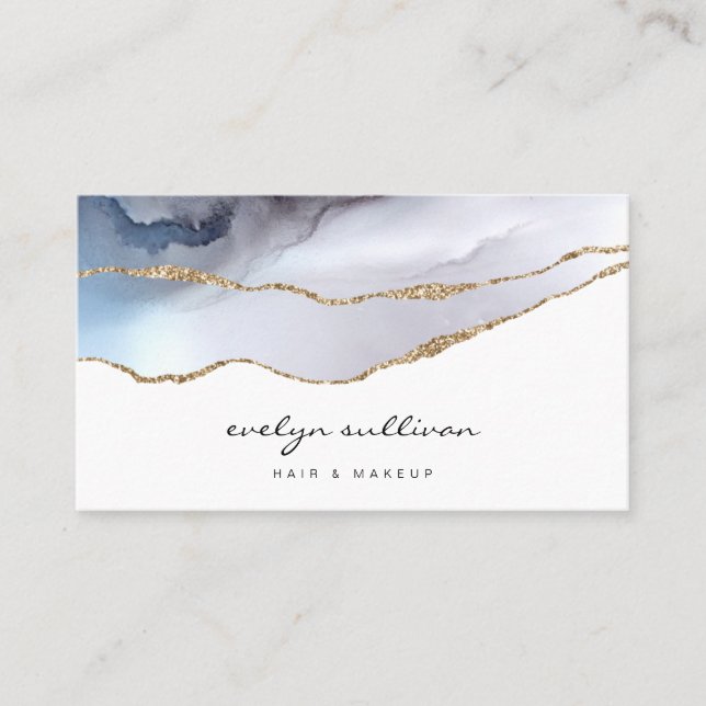 watercolor agate beauty salon business card (Front)