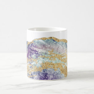 *~* Watercolor Agate Geode Gold Glitter Rock Coffee Mug