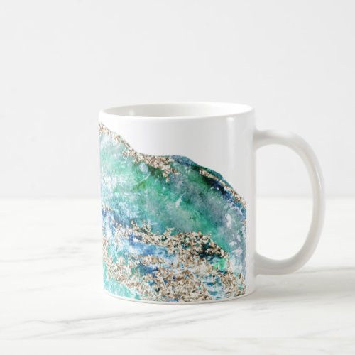 *~* Watercolor Agate Geode Rock Gold  Glitter Coffee Mug