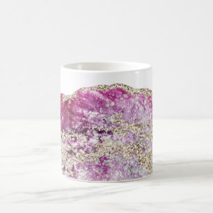 *~* Watercolor Agate Gold Glitter Rock Geode Coffee Mug