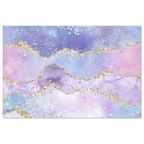 Watercolor Agate Gold Pink Purple Blue Decoupage Tissue Paper