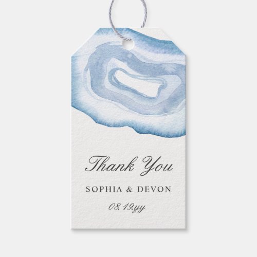 Watercolor Agate Wedding Gift Tags  Blue