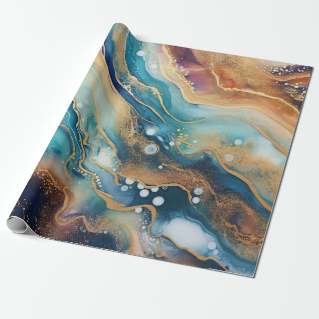 Watercolor Agate Wrapping Paper (Unrolled)