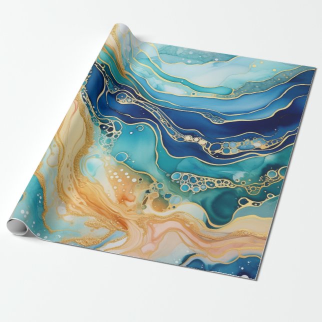 Watercolor Agate Wrapping Paper (Unrolled)