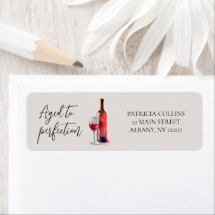 Watercolor Aged to Perfection Wine Birthday Party Label