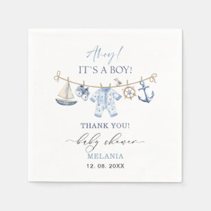    Watercolor ahoy it is a boy baby shower Napkins