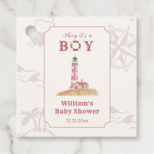 Watercolor Ahoy Nautical Lighthouse Baby Shower Favor Tags