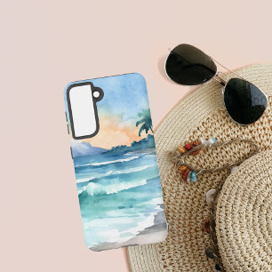 Watercolor AI Beach Picture Samsung Galaxy S21 Case