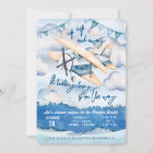 Watercolor Airplane Baby Boy Shower Invitation