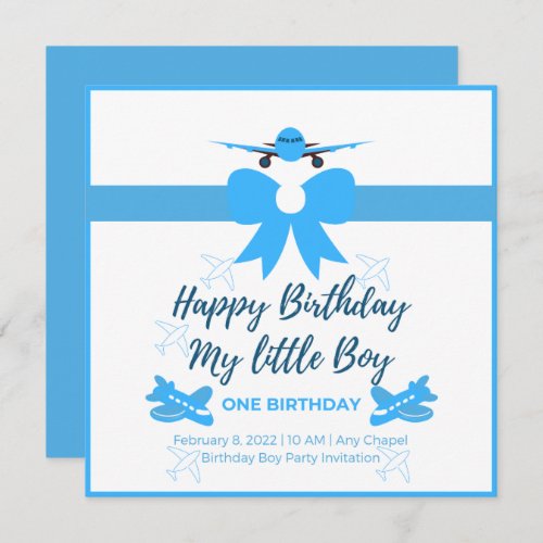 Watercolor Airplane Boy Birthday Party Invitation