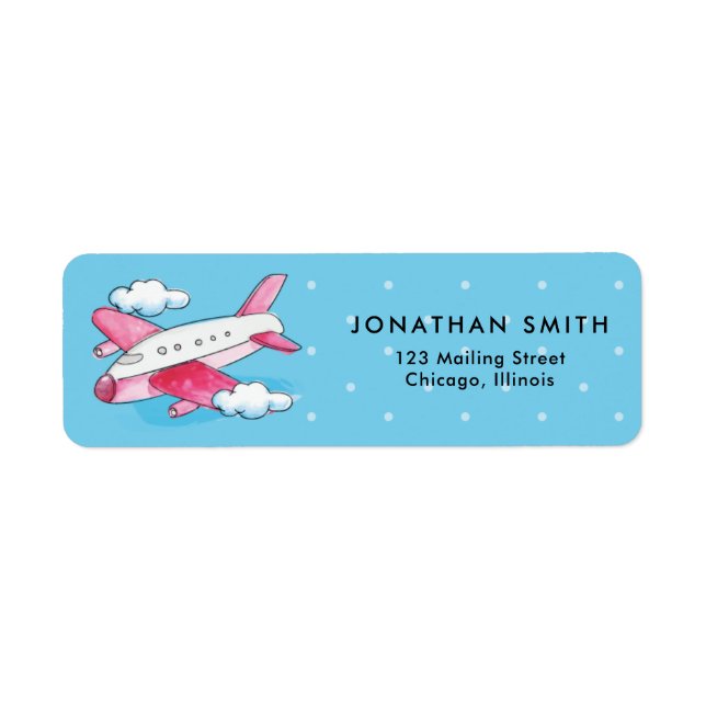 Watercolor Airplane Travel Label (Front)