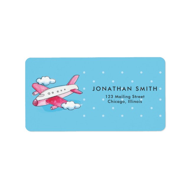 Watercolor Airplane Travel Label (Front)