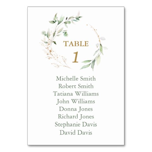 Watercolor Airy Greenery Wedding Seating Chart    Table Number