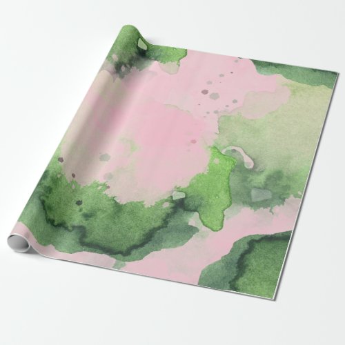 Watercolor AKA Pink Green Sorority Wrapping Paper