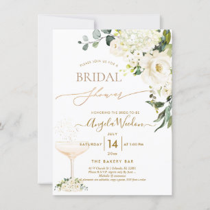 Watercolor Alabaster Roses Bridal Shower Invitation