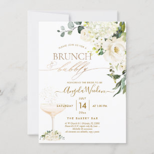 Watercolor Alabaster Roses Brunch Bubbly Invitation