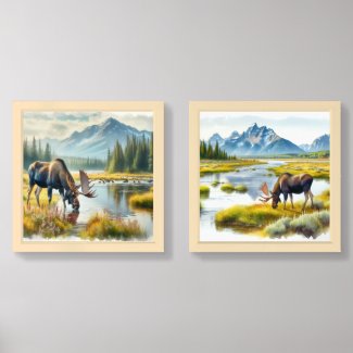 Watercolor Alaskan Moose 