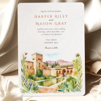 Watercolor Alhambra Spain Destination Wedding
