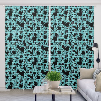 Watercolor Alice in Wonderland Sea Green Nursery Blackout Curtains
