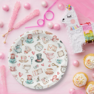 Watercolor Alice Pattern Paper Plates