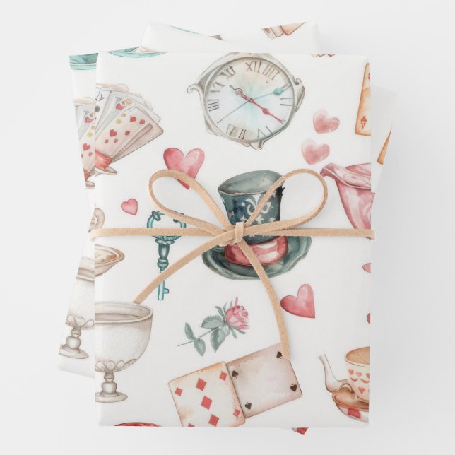 Watercolor Alice Pattern  Wrapping Paper Sheets (In situ)