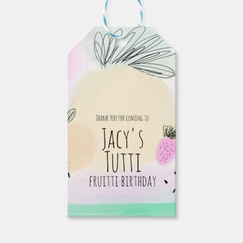 Watercolor All Birthday Fruits Hand Drawn Party Gift Tags