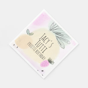 Watercolor All Birthday Fruits Hand Drawn Party Napkins