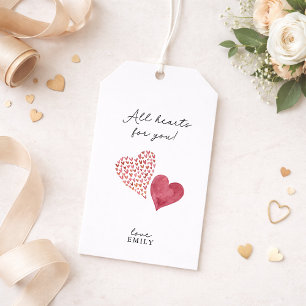 Watercolor all hearts Valentine’s Day  Gift Tags