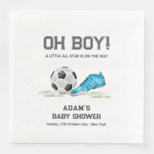 Watercolor All Star Soccer Sport Boy Baby Shower  Paper Dinner Napkins