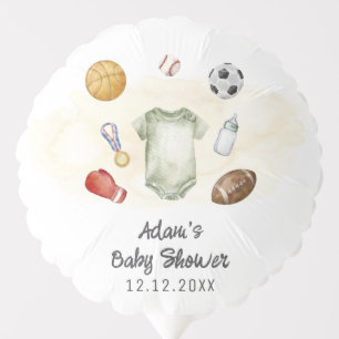Watercolor All Star Sports bodysuit Baby Shower Balloon