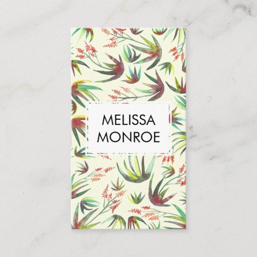 Watercolor Aloe Desert Botanical Nature Bohemian Business Card