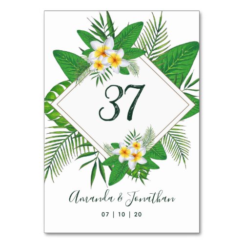Watercolor Aloha Beach Wedding Table Number