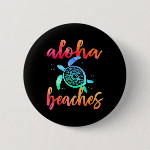 Watercolor Aloha Beaches Turtle Shirt Hawaiin Sea Button