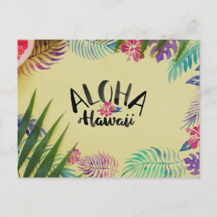 Watercolor Aloha Hawaii Tropical Postcard