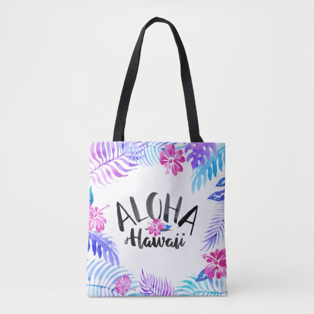 Watercolor Aloha Hawaii Tropical | Tote Bag (Front)