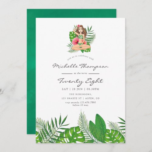 Watercolor Aloha Luau Any Age Birthday Party Invitation