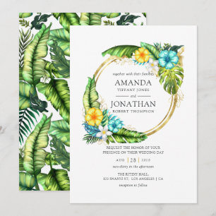 Watercolor Aloha Tropical Summer Beach Wedding Invitation